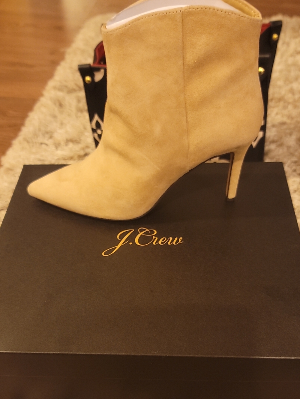 J. Crew Light Tan Suede Pointed-Toe Stiletto Ankle Boot